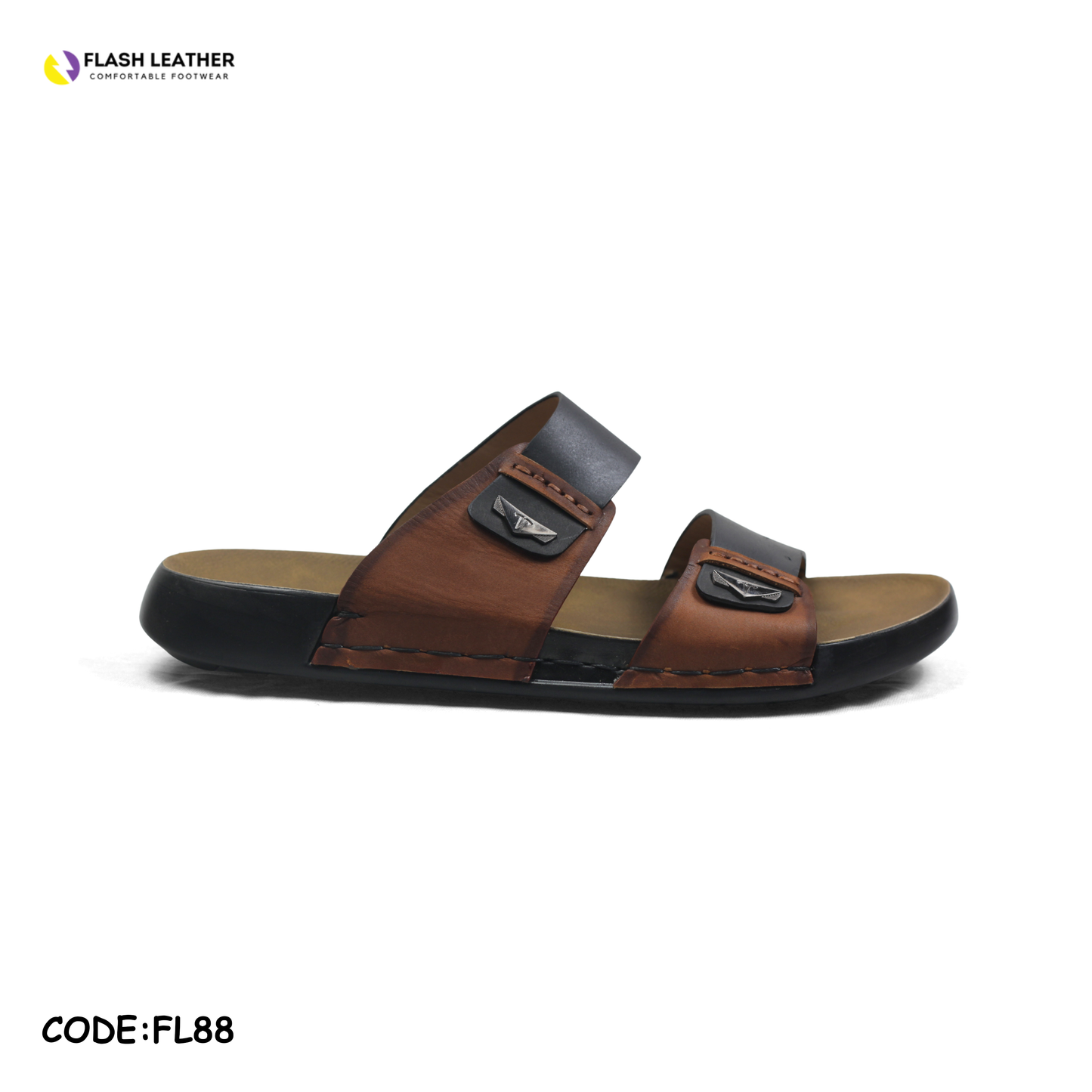 Men’s Leather Sandal FL-88 BK Budget King